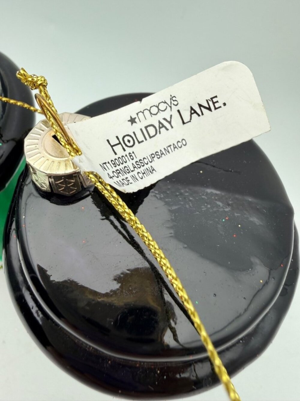 Macy's Glass Ornaments Holiday Lane 2019 Santa Christmas Green Coffee Cup -2 - Picture 5 of 9